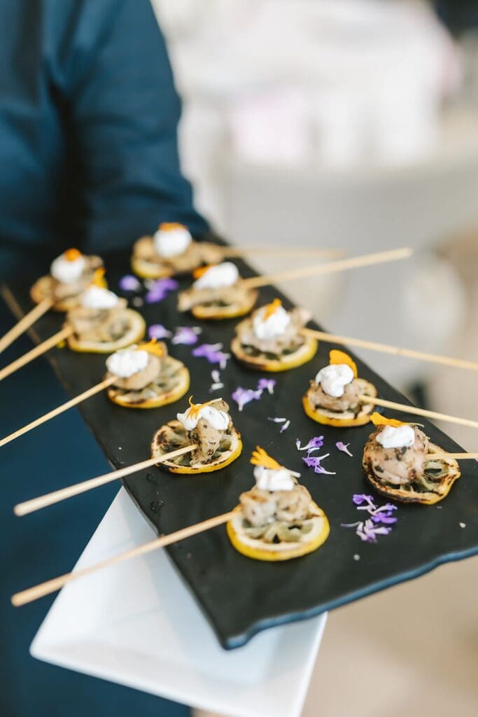 special appetizers served by caterer, celebration at the four seasons baltimore residences