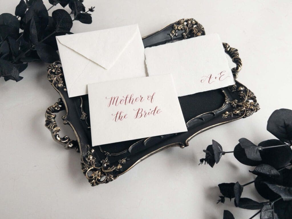 handwritten notes for wedding guests using calligraphy