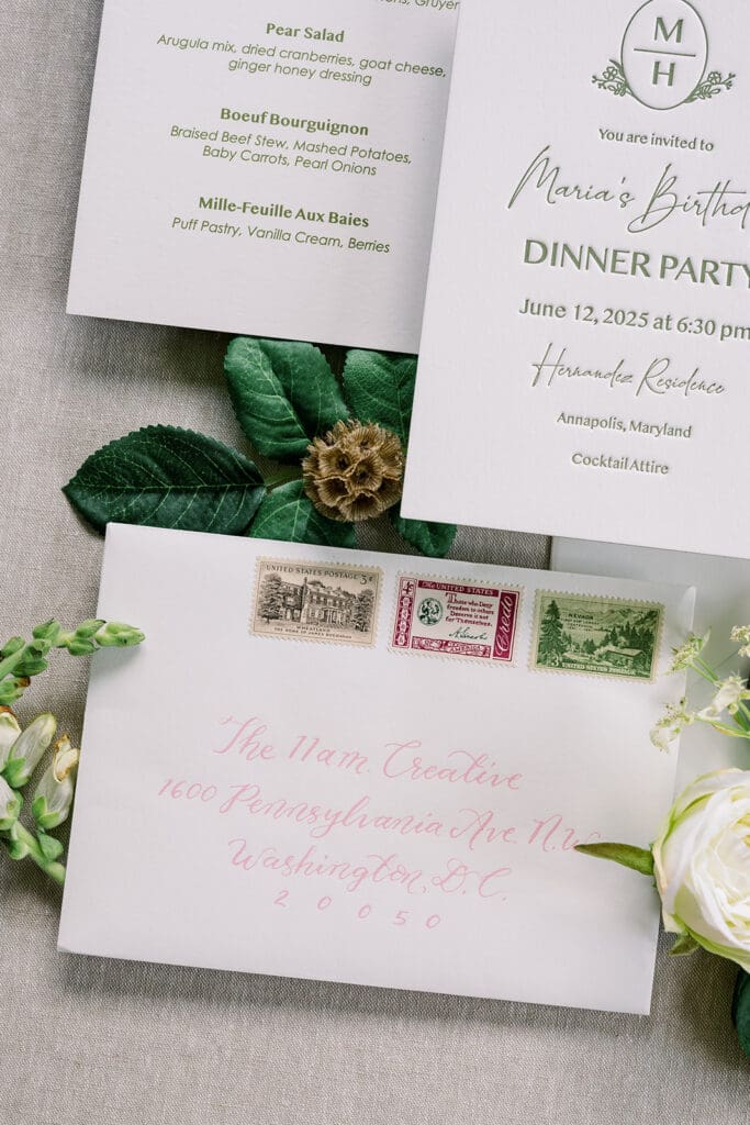 envelope addressing with vintage stamps