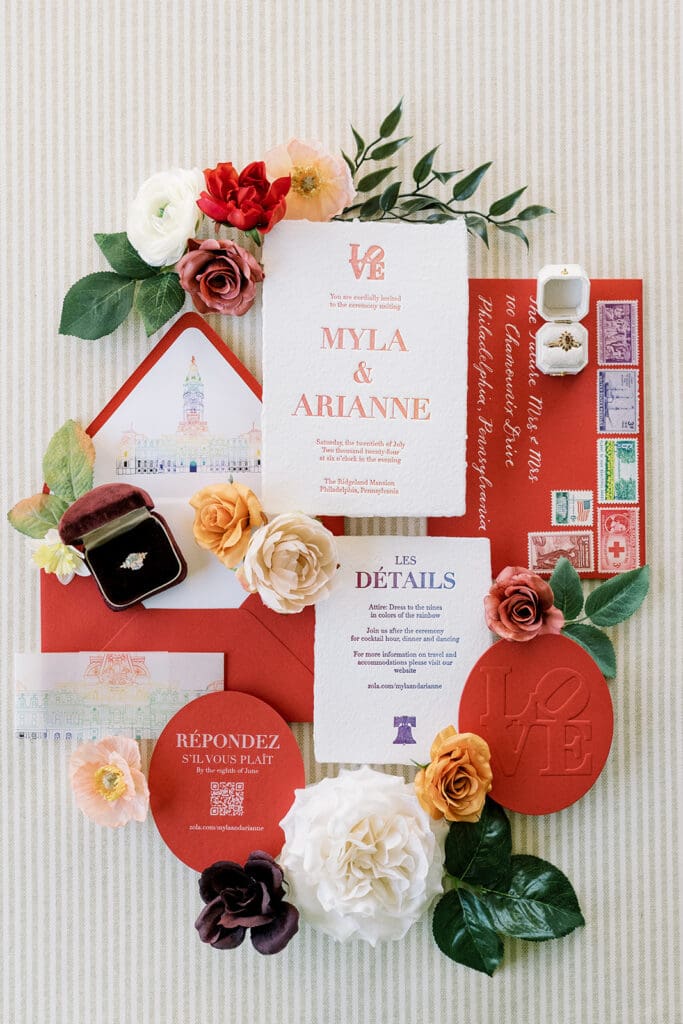 fine art wedding invitations with combination of specialty luxury printing methods including die cut, emboss, letterpress, and digital print