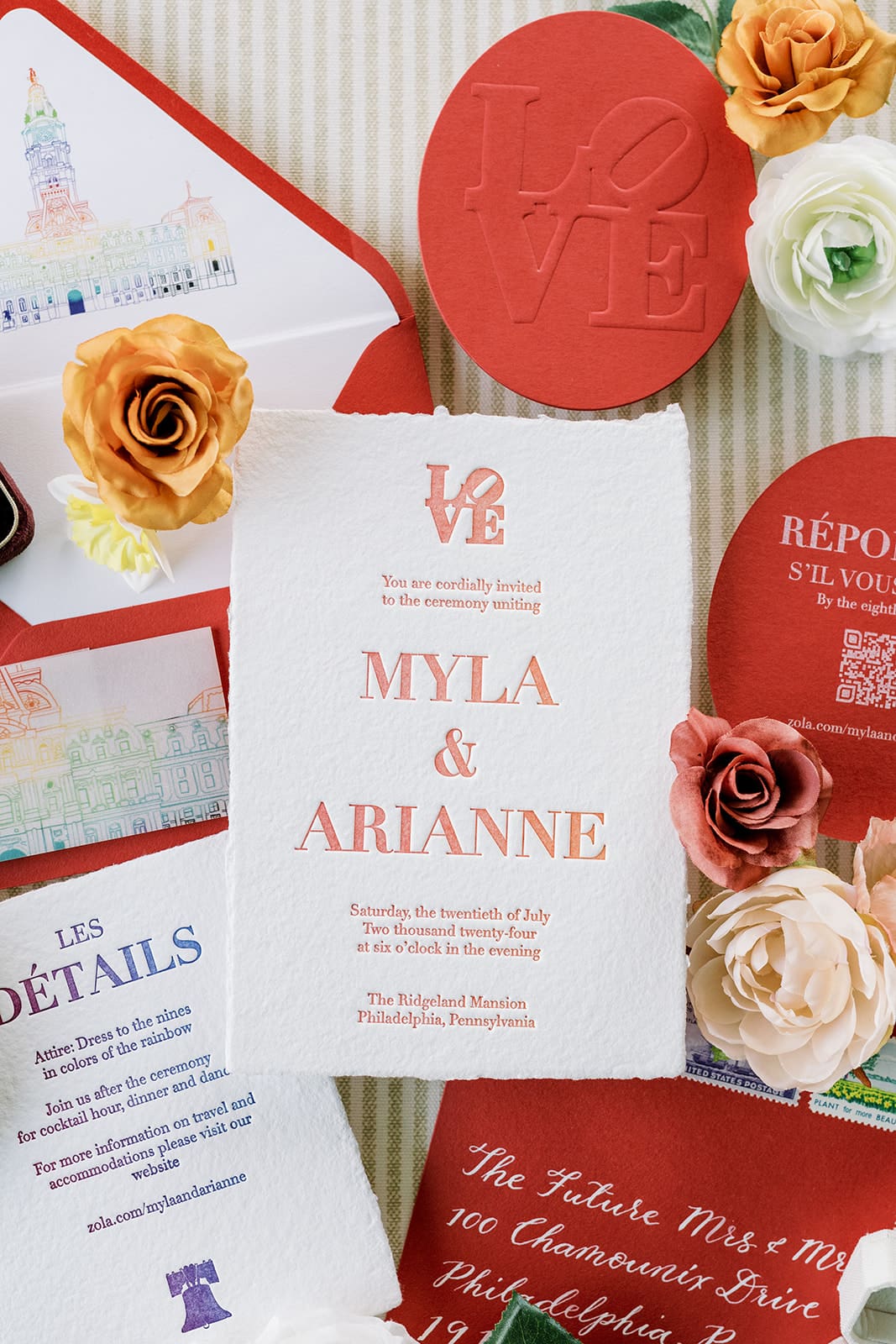 letterpress fine art wedding invitation on handmade paper